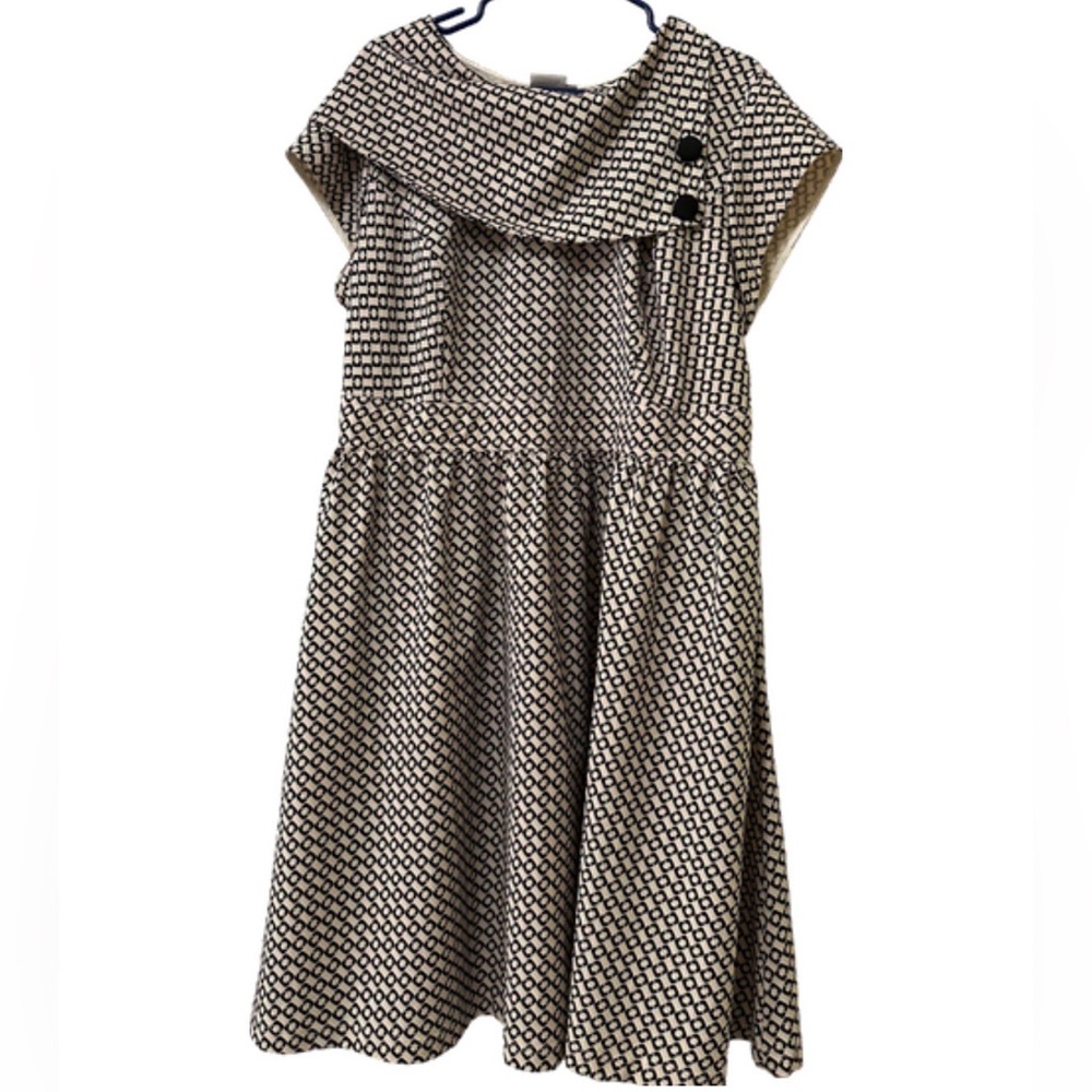 Retro “00s does 60s” Black and White Print Summer Dress Size XXL